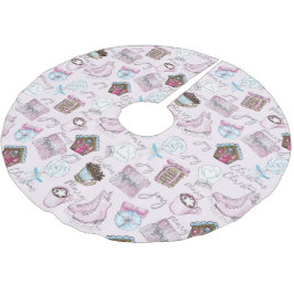 Aquarell Niedlich Rosa Weihnachten Polyester Weihnachtsbaumdecke