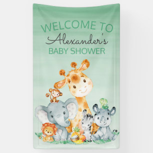 Aquarell Niedlich Safari Jungle Babydusche Banner