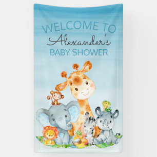 Aquarell Niedlich Safari Jungle Babydusche Banner