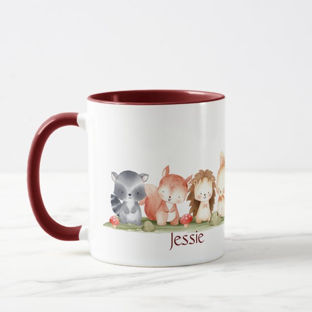 Aquarell Niedlich Woodland Tierart Individuelle Na Tasse (Links)