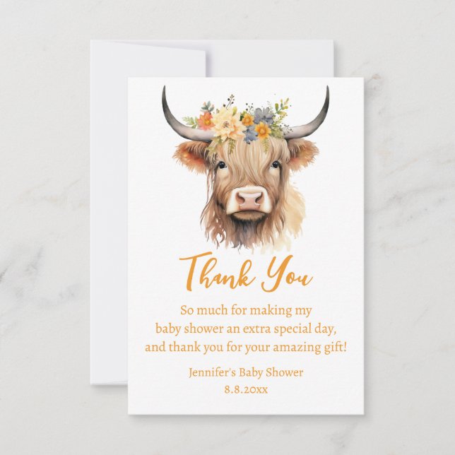 Aquarell niedliche Babydusche Dankeskarte (Vorderseite)