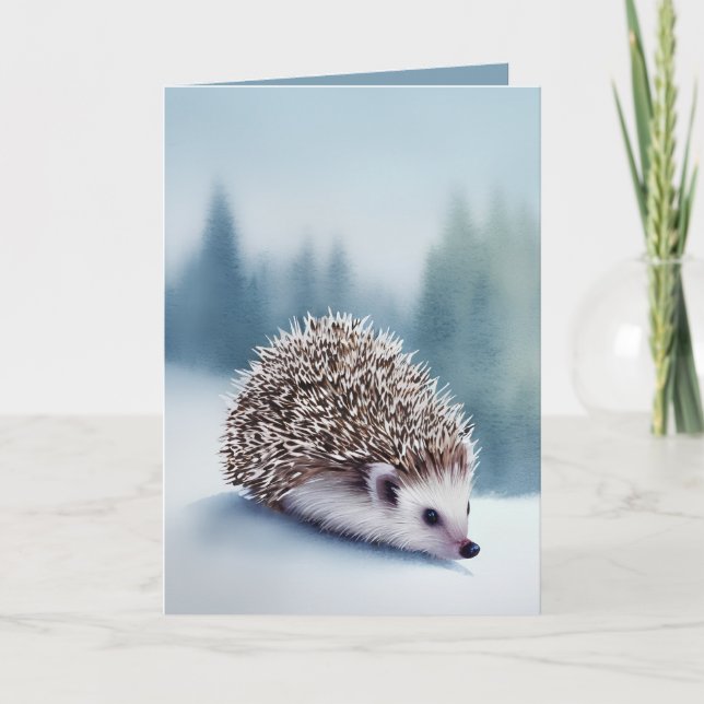 Aquarell Niedlicher Igel Weihnachtskarte Feiertagskarte (Vorderseite)