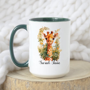 Aquarell Niedliches Baby Giraffe Safari Tier Tasse