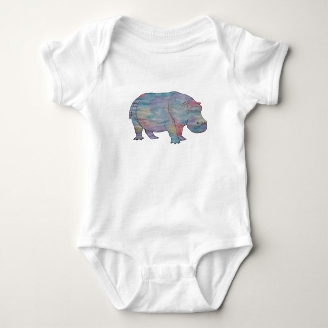 Aquarell Nilpferd Baby Strampler (Vorderseite)