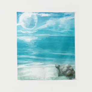Aquarell-Nistplatz einer Meeresschildkröte Wandteppich