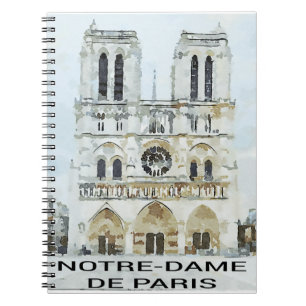 Aquarell Notre-Dame von Paris Notizblock