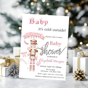 Aquarell-Nussknacker Rosa Baby Shower Einladung
