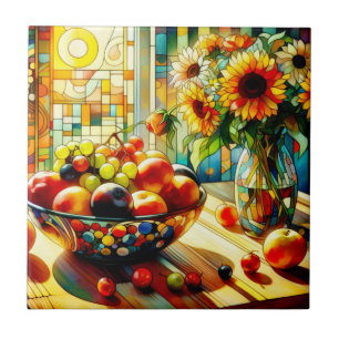 Aquarell Obst und Blume Keramik Tile Fliese