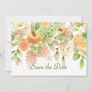 Aquarell Obst und Gartenblumen Save The Date