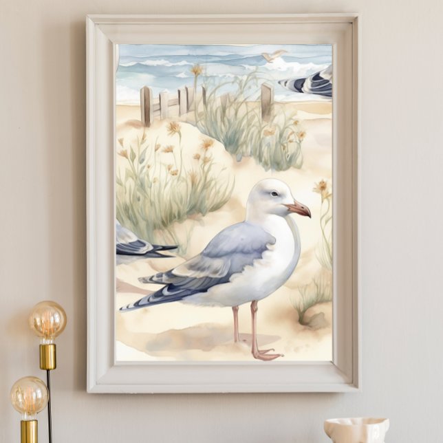Aquarell Ocean Beach Seagull Poster (Von Creator hochgeladen)