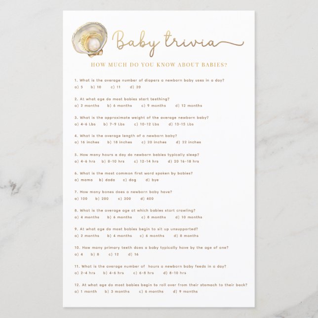 Aquarell Ocean Little Pearl Baby Showgame Sie (Vorderseite)