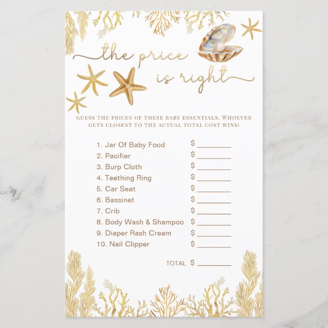 Aquarell Ocean Little Pearl Baby Showgame Sie (Vorderseite)