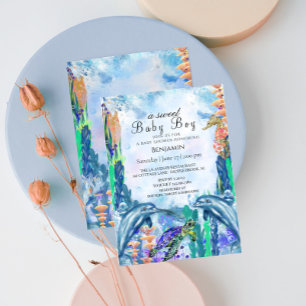 Aquarell OceanSea Animals BabyDusche Einladung