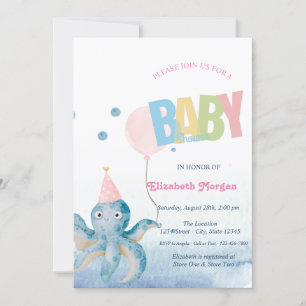 Aquarell Octopus Balloon Summer Baby Dusche Einladung
