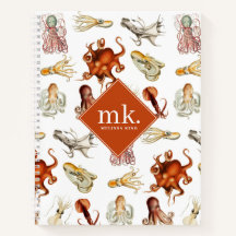 Aquarell Octopus Ocean Animes Muster Monogram