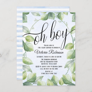 Aquarell-oh Grün treiben Babyparty Blätter Einladung