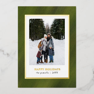 Aquarell Olive Green Frame Foto Weihnachten Folien Feiertagskarte