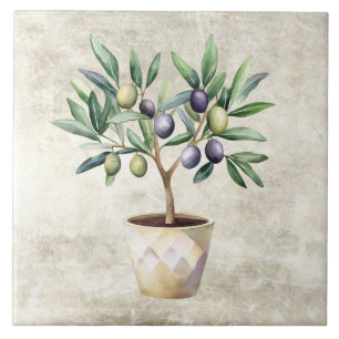 Aquarell-Olivenbaum-Tuscanische-Faux-Textur Fliese