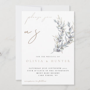 Aquarell-Olivenzweig-Foto-Hochzeitseinladung Einladung