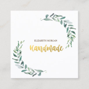 Aquarell Olivenzweig,Handgefertigt Quadratische Visitenkarte