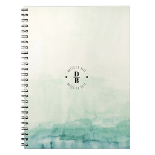 Aquarell Ombre blaue Monogramm-Anmerkungen zum Notizblock