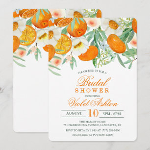 Aquarell Orange Blumendusche Einladung