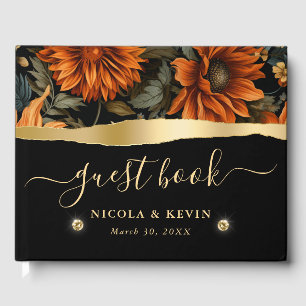 Aquarell Orange Braune Herbstblätter Hochzeit Gästebuch