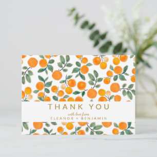 Aquarell Orange Citrus Hochzeitsdesign  Dankeskarte