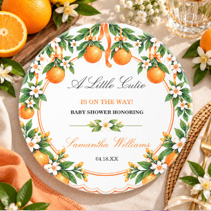 Aquarell Orange Citrus Little Cutie Baby-Party Getränkeuntersetzer