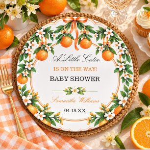 Aquarell Orange Citrus Little Cutie Baby-Party Runder Aufkleber
