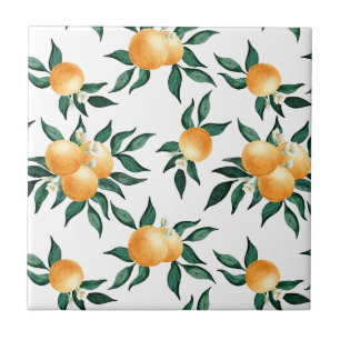 Aquarell Orange Citrus Sonnige Botanik Fliese
