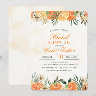 Aquarell Orange Florale Hochzeitsdusche-Einladung Einladung