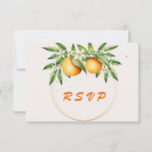 Aquarell Orange Frucht Botanische Hochzeit RSVP Karte