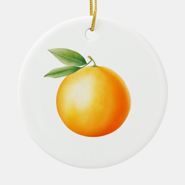 Aquarell Orange Keramik Ornament (Vorne)