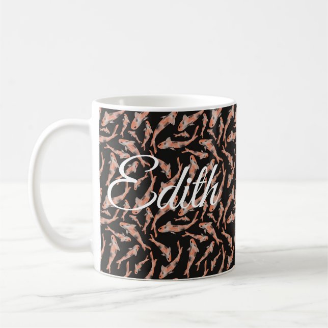 Aquarell Orange Koi Personalisiert Kaffeetasse (Links)