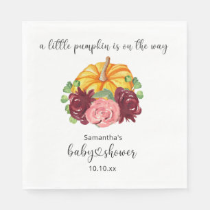 Aquarell orange Kürbis-Baby-Party Serviette