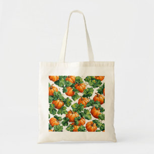 Aquarell Orange Kürbis und Weinblätter Herbst Tragetasche