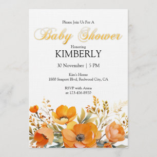 Aquarell Orange Mohnblumen Einladung