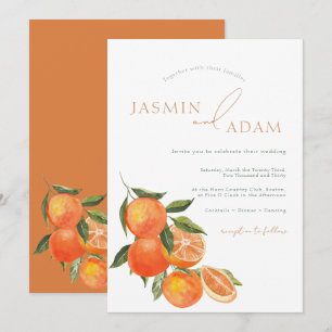 Aquarell Orange Zitrus Mittelmeer-Hochzeit Einladung