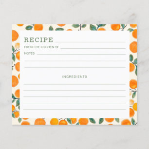 Aquarell Orange Zitrusfrucht Muster Rezeptkarte