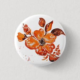 Aquarell orangefarbene Blumen Button