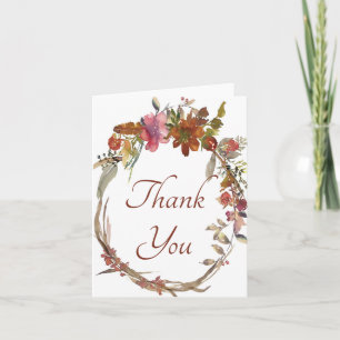 Aquarell orangefarbenes florales Boho-Dankeskarten Dankeskarte