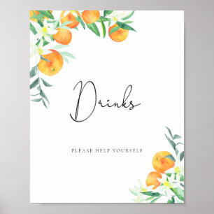 Aquarell Orangen Getränke Bedienung sich selbst Poster