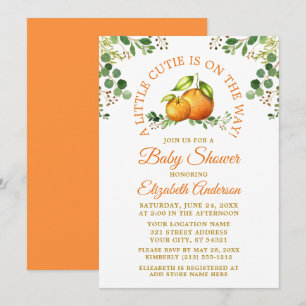 Aquarell Orangen Grünpflanzen Kleine Süsse Dusche Einladung