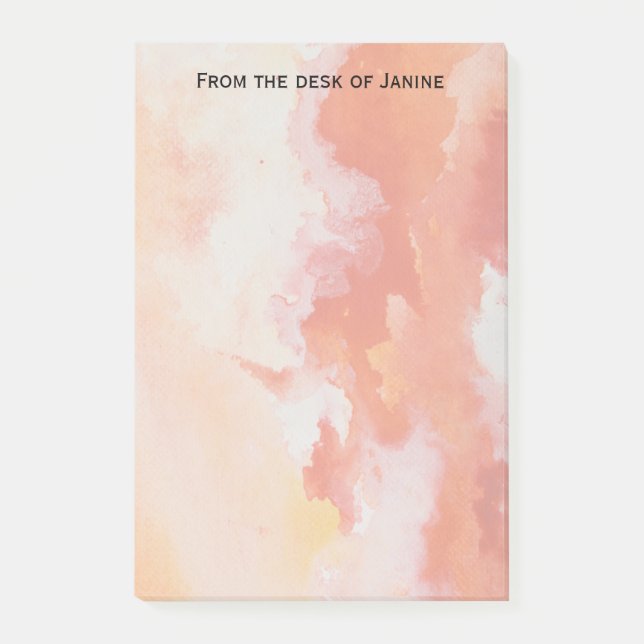 Aquarell-Orangen-Wolken Post-it Klebezettel (Vorderseite)