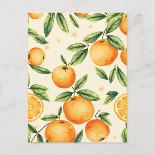 Aquarell-Orangen-Zitrusmuster Postkarte
