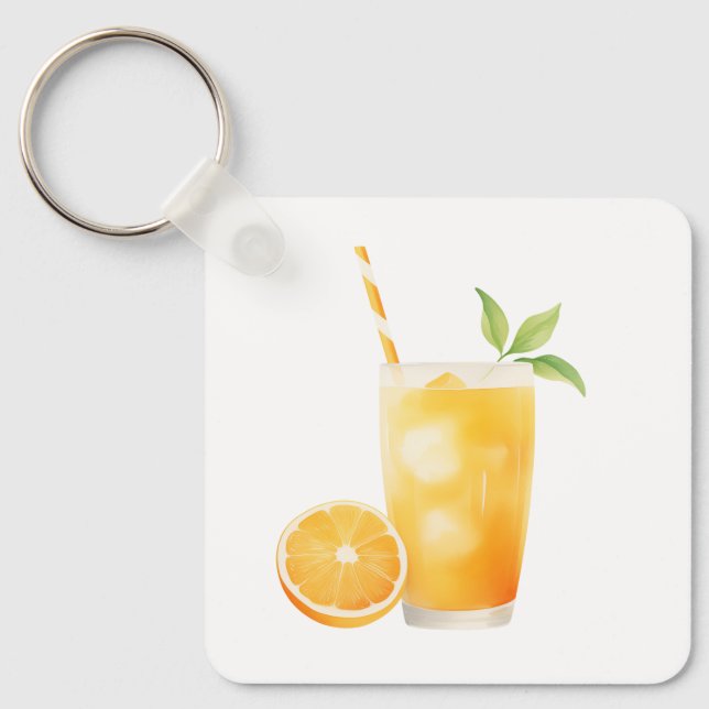 Aquarell Orangesaft Schlüsselanhänger (Vorderseite)