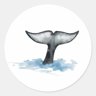 Aquarell-Orca-Schwanzflossen-Aufkleber Runder Aufkleber