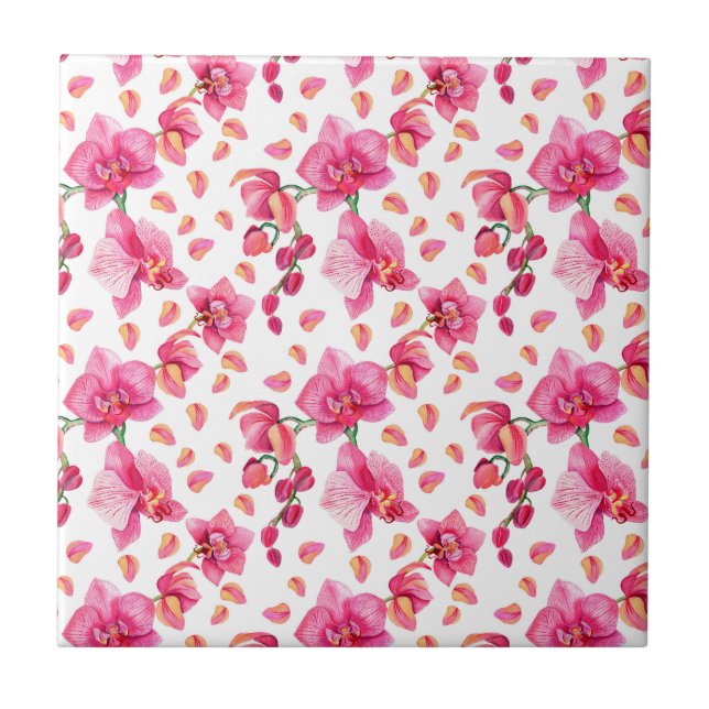 Aquarell-Orchideen Design 2 Fliese (Vorderseite)