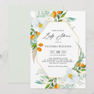 Aquarell-Orchideen & Kumquats Rahmen Baby Shower Einladung